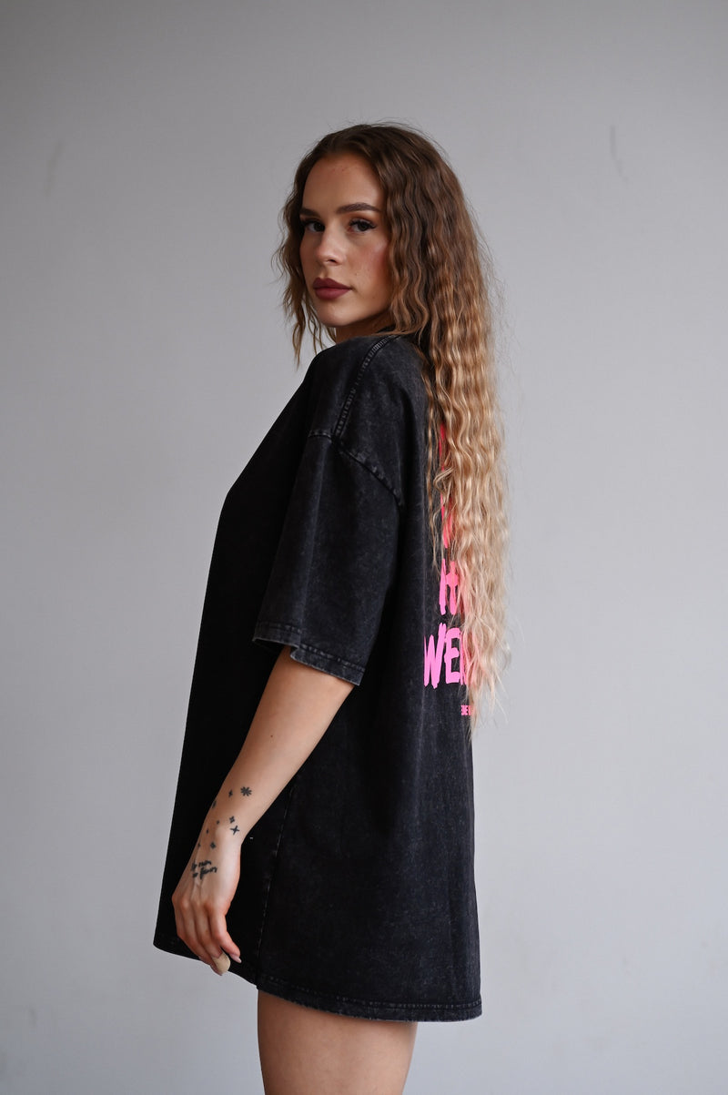 ELIME VIBES WASHED PREMIUM HEAVY OVERSIZE TRIČKO - BLACK