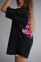 ELIME VIBES WASHED PREMIUM HEAVY OVERSIZE TRIČKO - BLACK