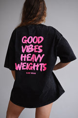 ELIME VIBES WASHED PREMIUM HEAVY OVERSIZE TRIČKO - BLACK