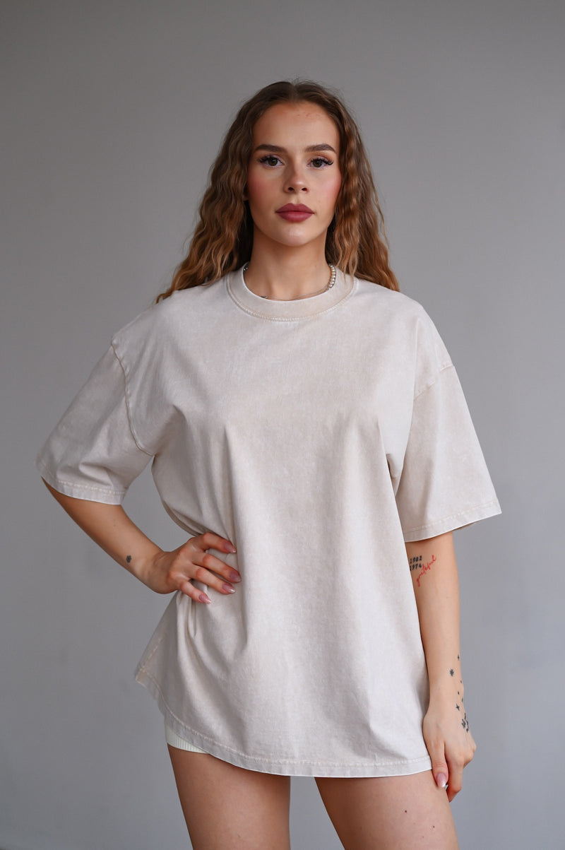 TRAINING CLUB WASHED PREMIUM HEAVY OVERSIZE TRIČKO - CREAM