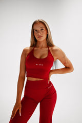 SECOND SKIN TIE-NECK TOP ELIME RED