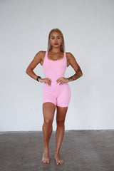 OVERAL RIBBED SHORT ELIME RUŽOVÝ