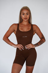 OVERAL RIBBED SHORT ELIME HNEDÝ