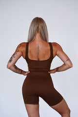 OVERAL RIBBED SHORT ELIME HNEDÝ