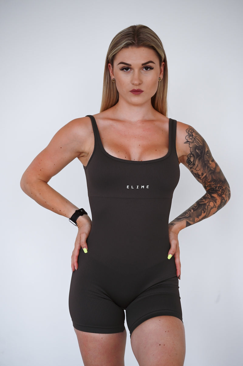 OVERAL RIBBED SHORT ELIME TMAVOSIVÝ
