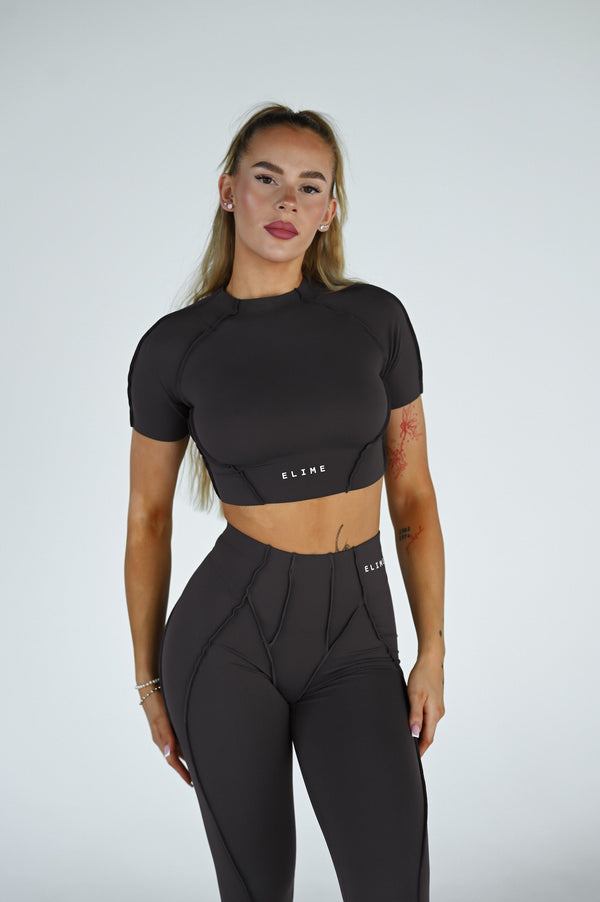 TOP S KRÁTKYM RUKÁVOM PREMIUM SHAPE ELIME ANTRACIT