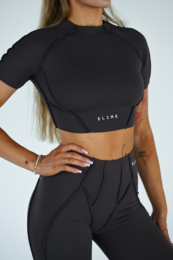 TOP S KRÁTKYM RUKÁVOM PREMIUM SHAPE ELIME ANTRACIT